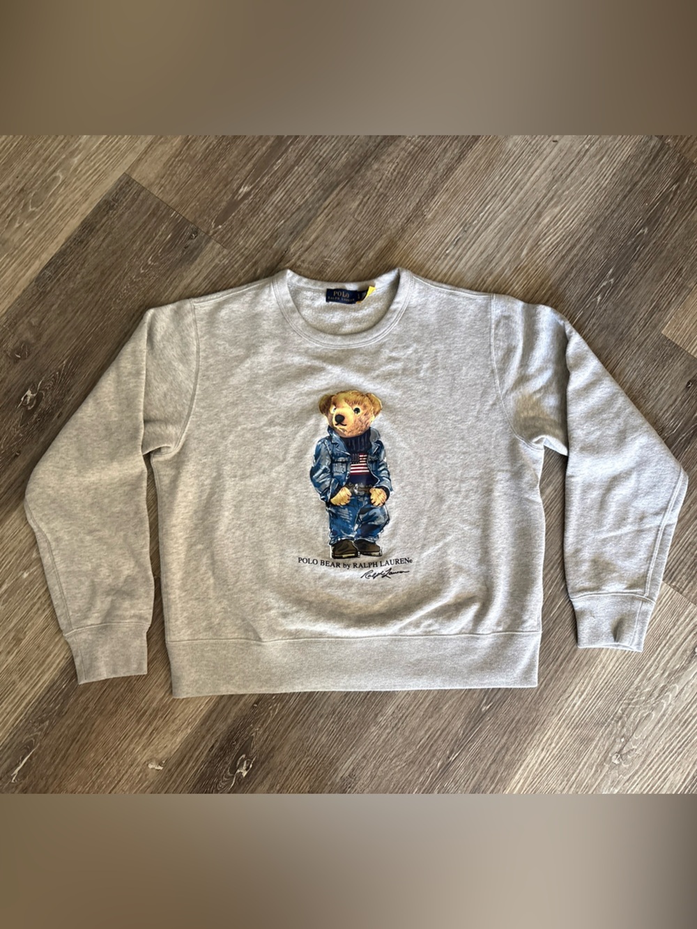 Polo Ralph Lauren Polo Bear "Jeans Suit Bear" Sweatshirt Heather Gray- L youth